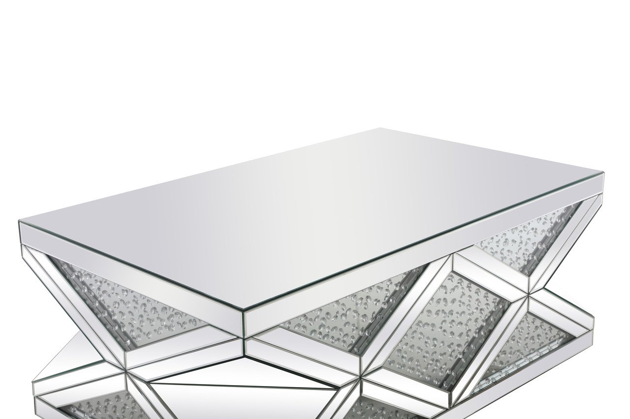 Elegant Decor MF92010 47.5 inch Rectangle Crystal Coffee Table Clear Royal Cut Crystal