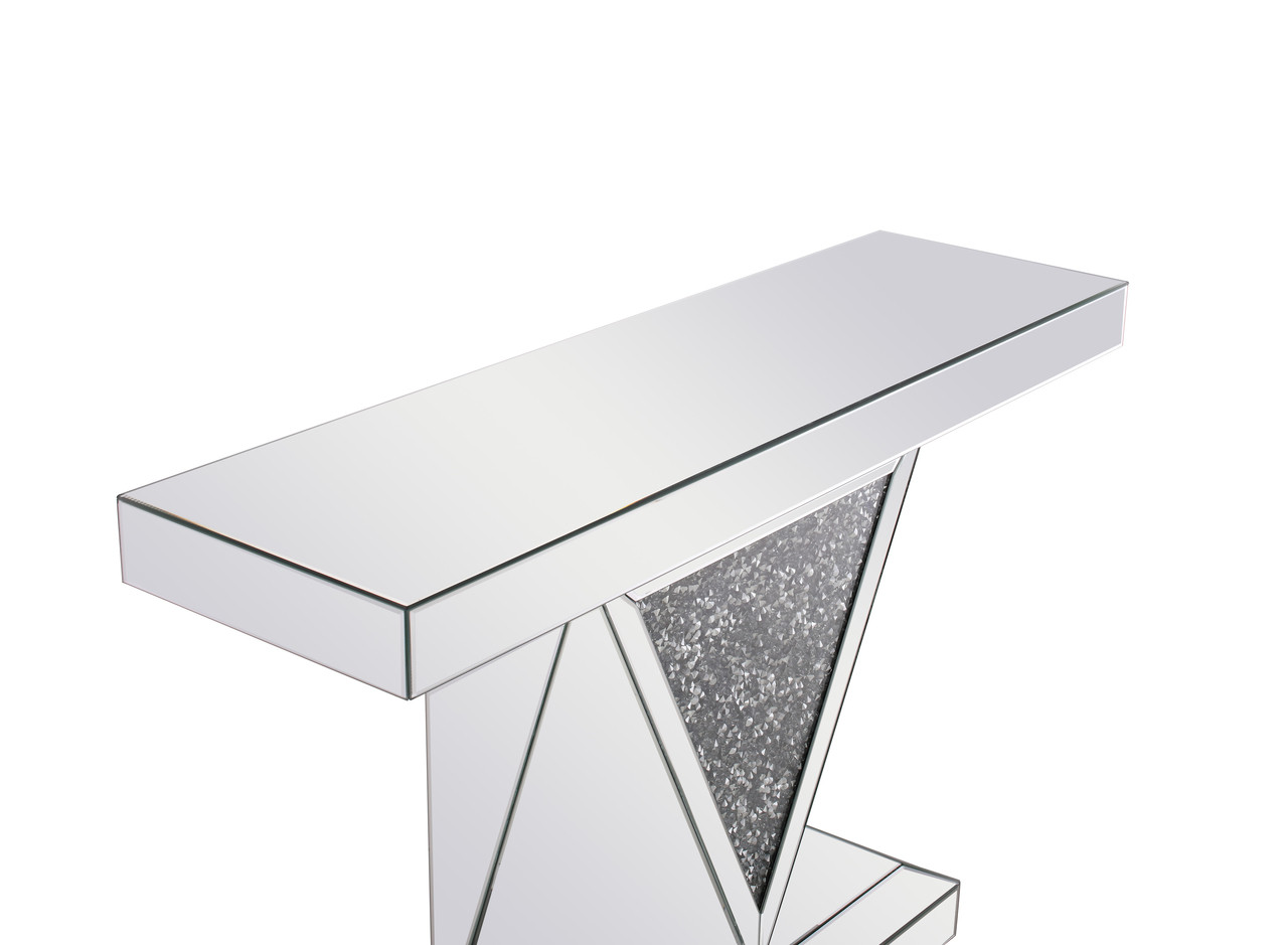 Elegant Decor MF92009 47 inch Rectangle Crystal Console Table Silver Royal Cut Crystal