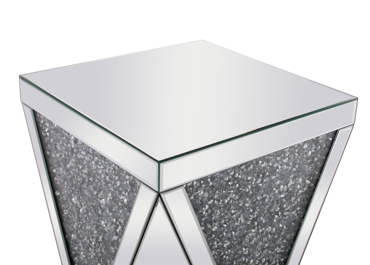 Elegant Decor MF92008 18.5 inch Crystal End Table Silver Royal Cut Crystal