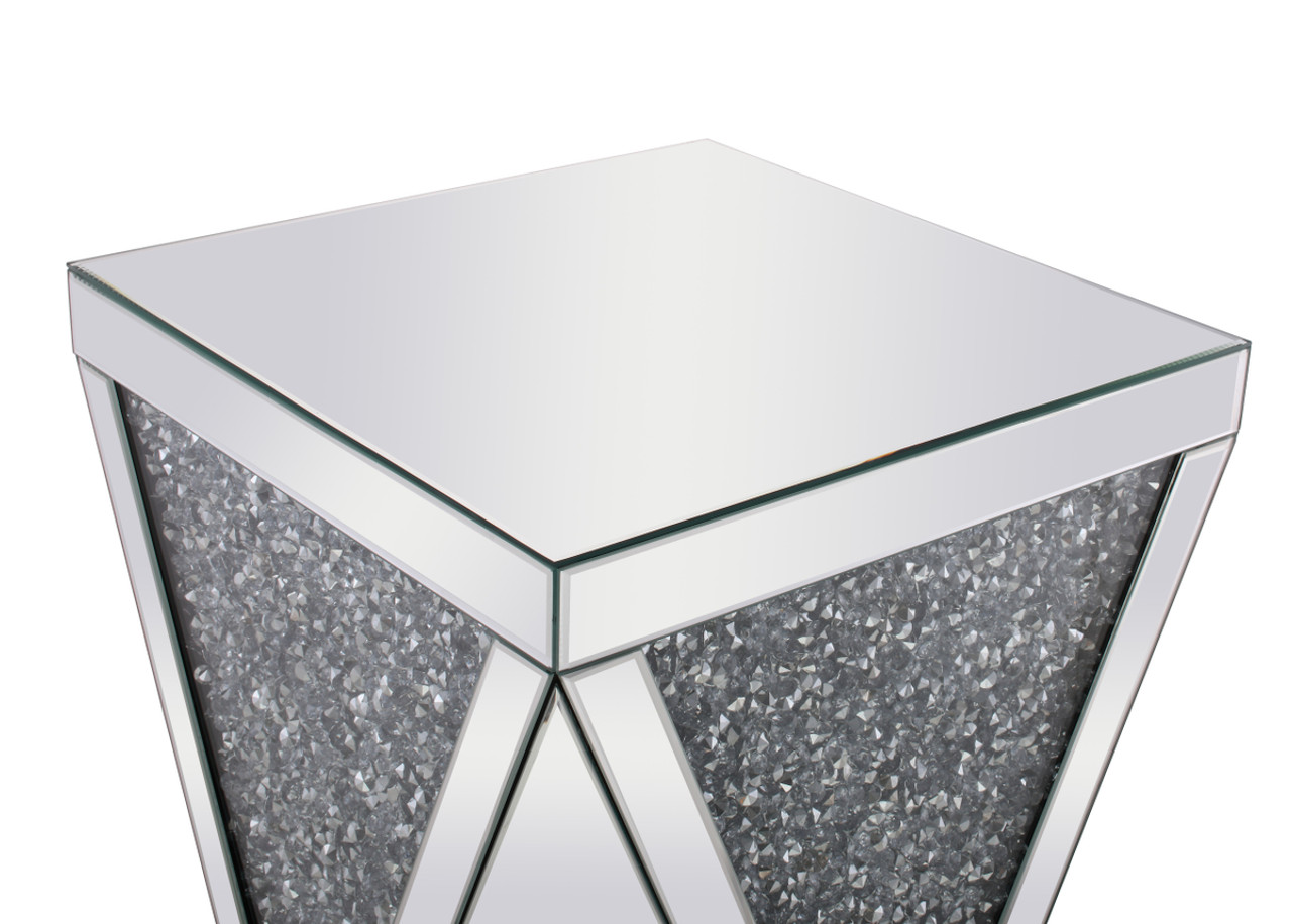 Elegant Decor MF92008 18.5 inch Crystal End Table Silver Royal Cut Crystal