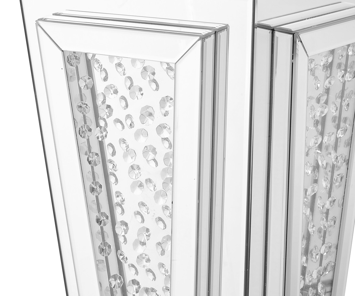 Elegant Decor MF91020 15 inch Crystal End Table In Clear Mirror Finish