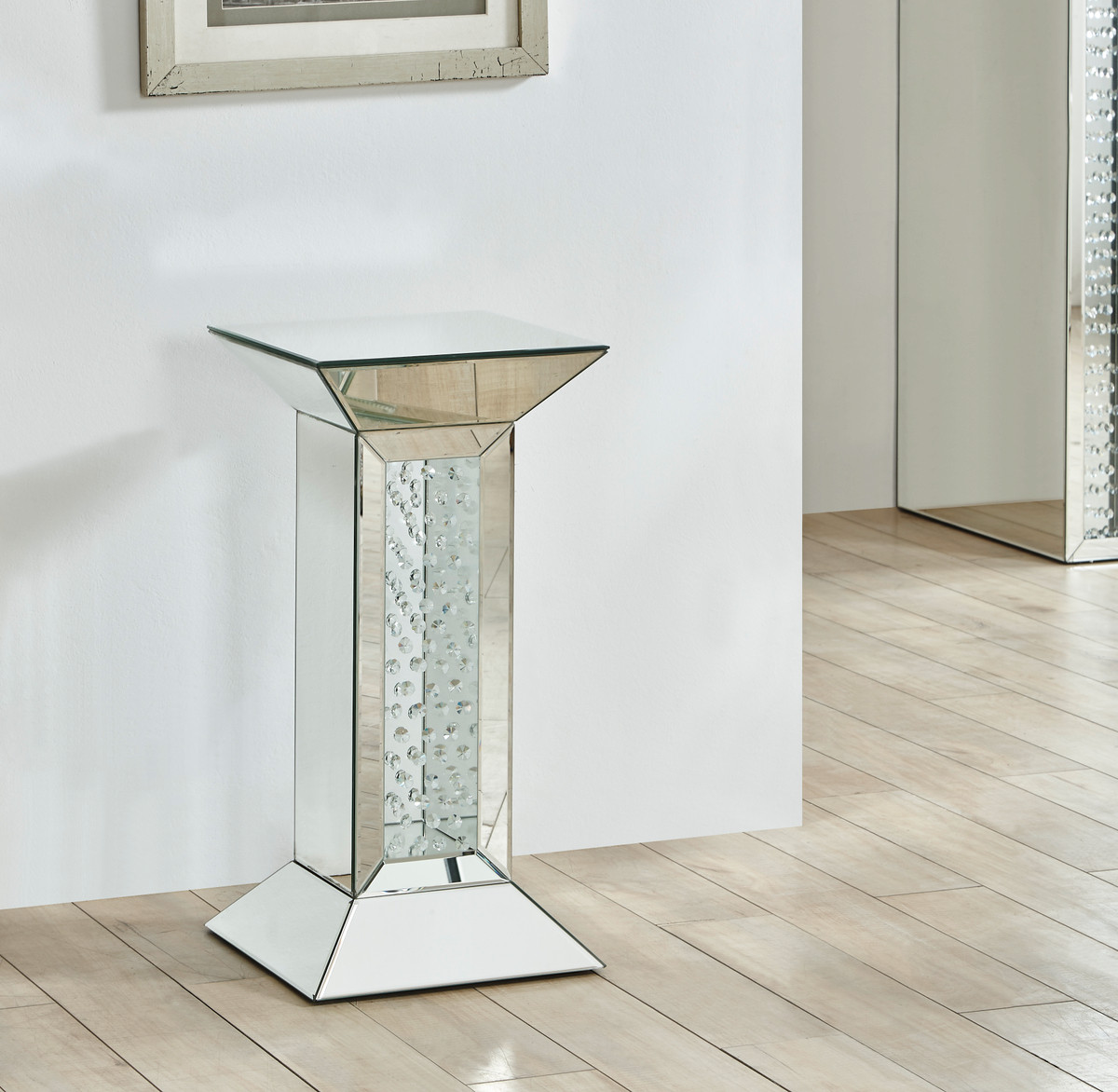 Elegant Decor MF91015 12 inch Crystal End Table in Clear Mirror Finish