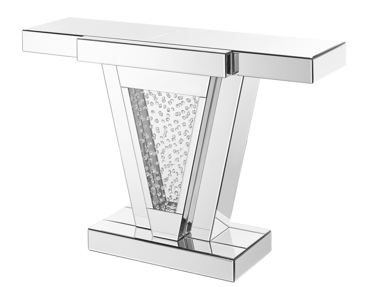 Elegant Decor MF91014 47 inch Rectangle Crystal Console Table in Clear Mirror Finish