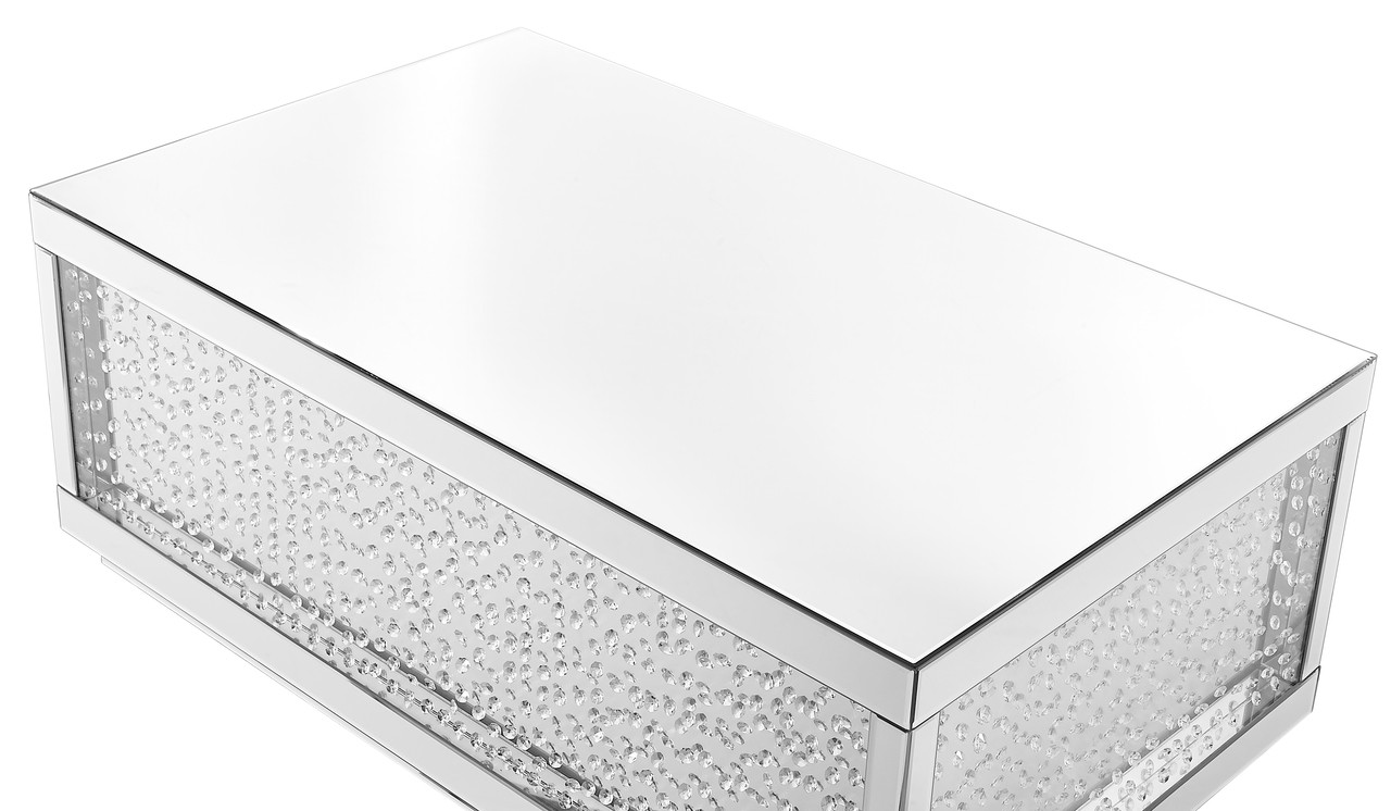 Elegant Decor MF91003 48 inch Rectangle Crystal Coffee Table In Clear Mirror Finish