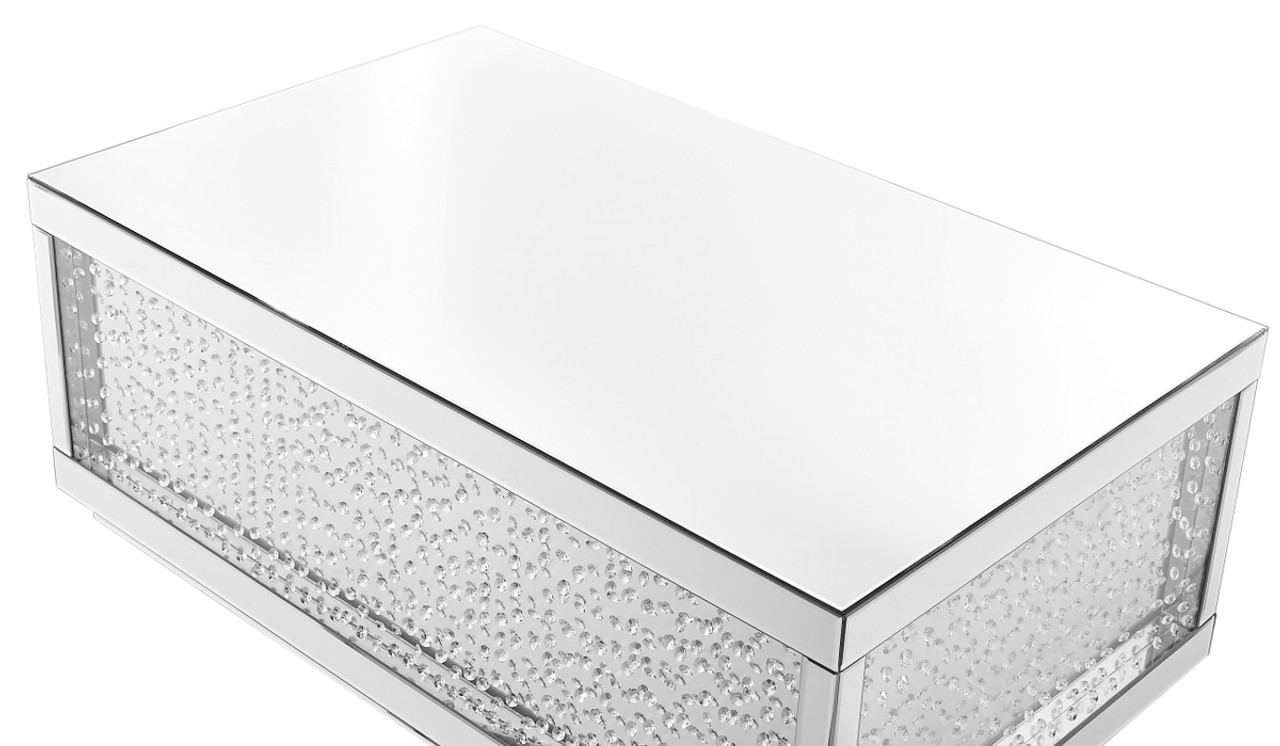 Elegant Decor MF91003 48 inch Rectangle Crystal Coffee Table In Clear Mirror Finish