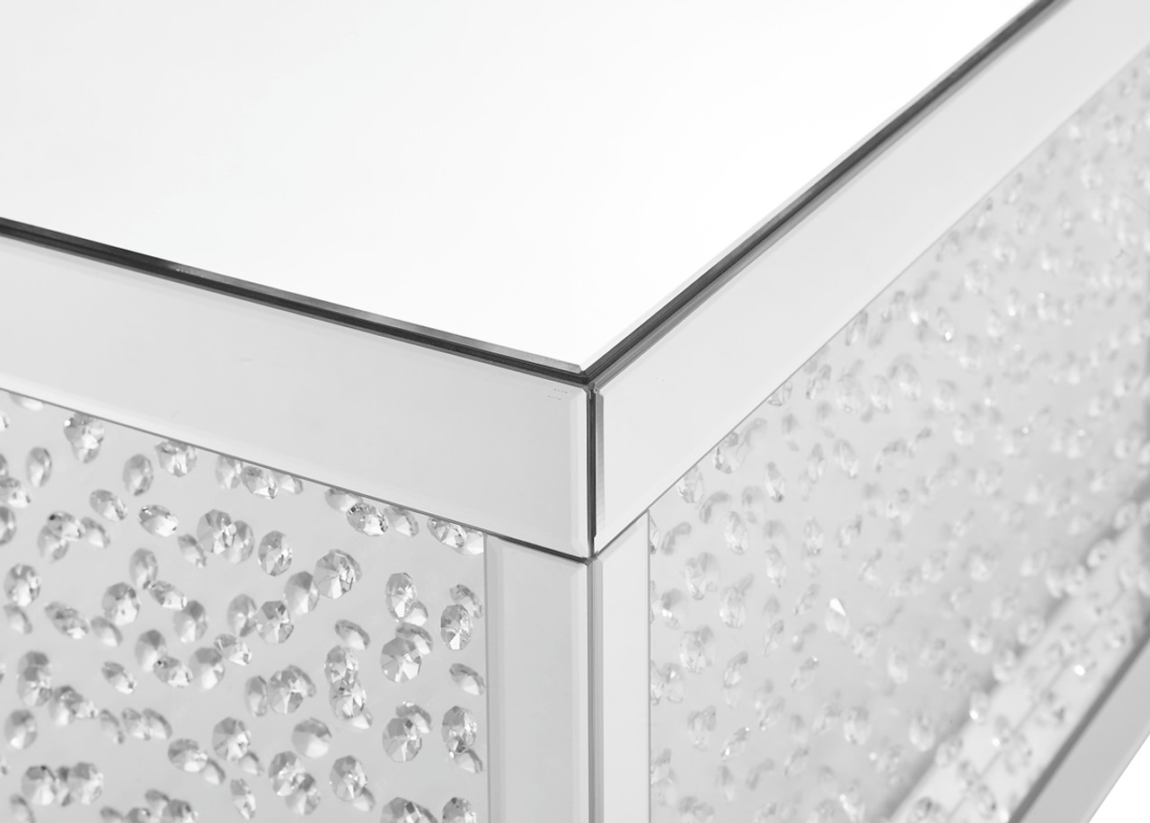 Elegant Decor MF91003 48 inch Rectangle Crystal Coffee Table In Clear Mirror Finish Elegant Decor MF91003 48 inch Rectangle Crystal Coffee Table In Clear Mirror Finish