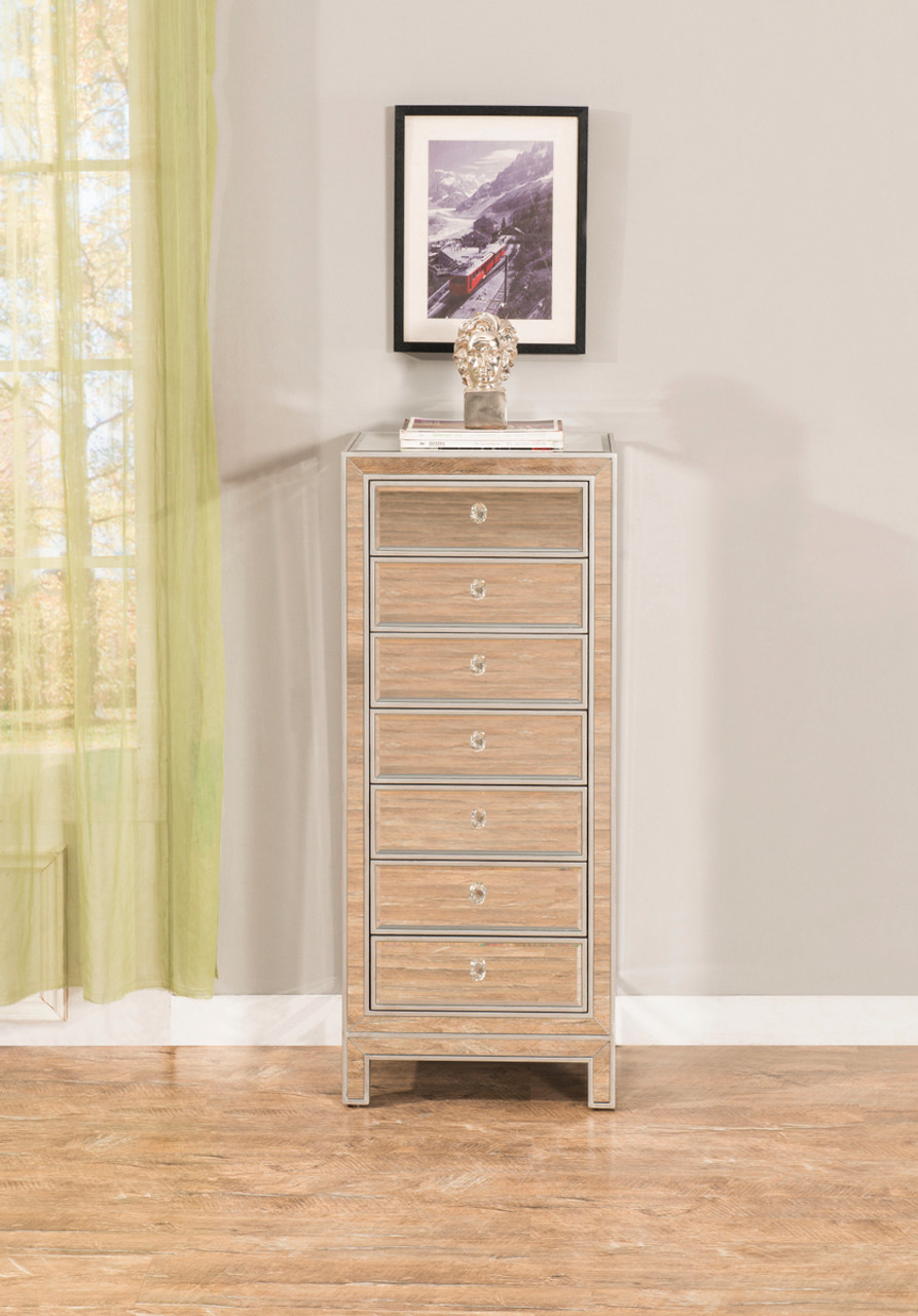 ELEGANT DECOR MF72047 Lingerie Chest 7 drawers 18in. W x 15in. D x 42in. H in antique silver paint