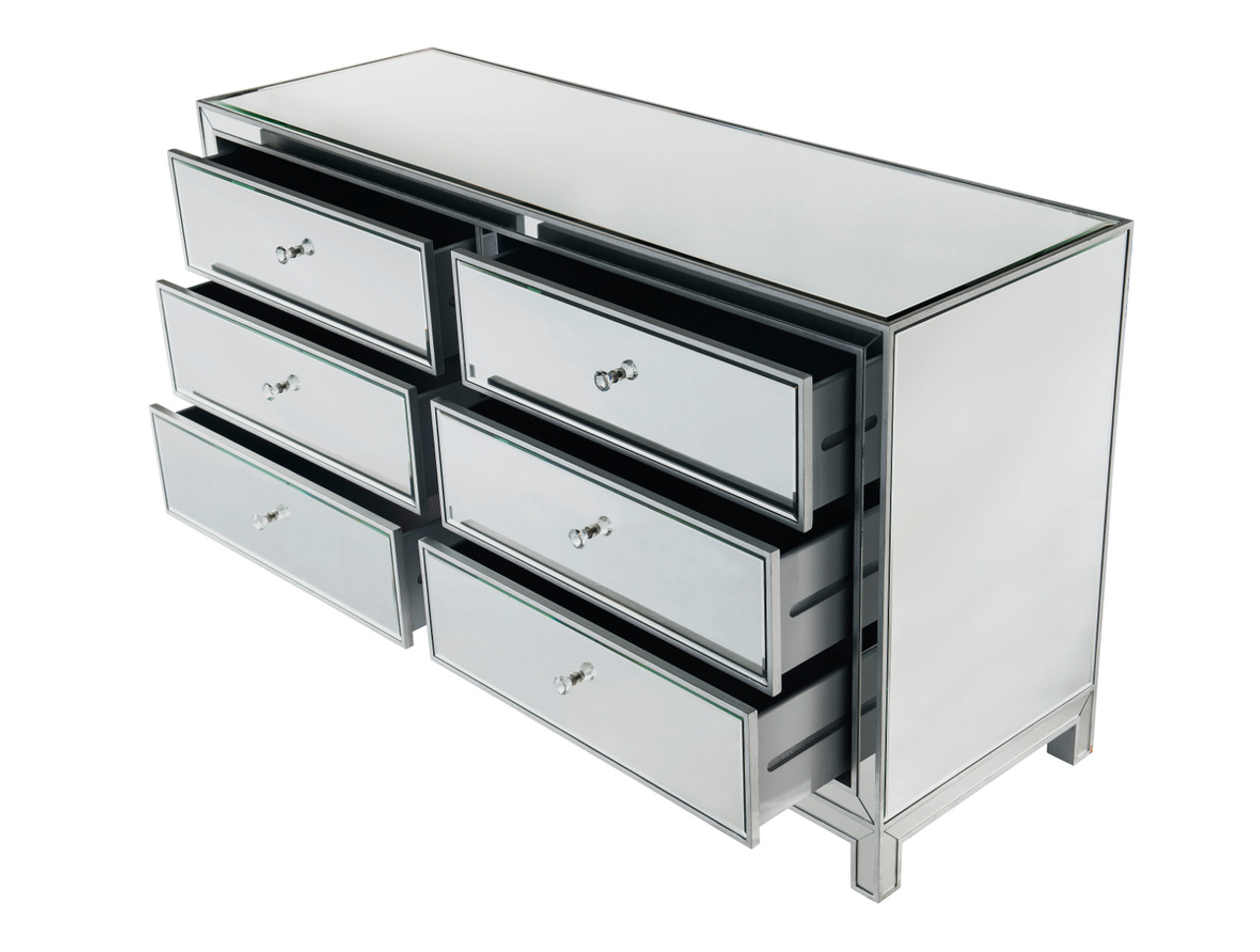 ELEGANT DECOR MF72036 Dresser 6 drawers 60in. W x 18in. D x 32in. H in antique silver paint