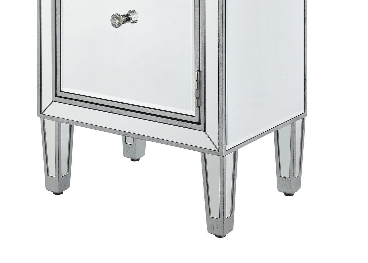 ELEGANT DECOR MF72035 Nighstand 1 drawer 18in. W x 13in. D x 29in. H in antique silver paint