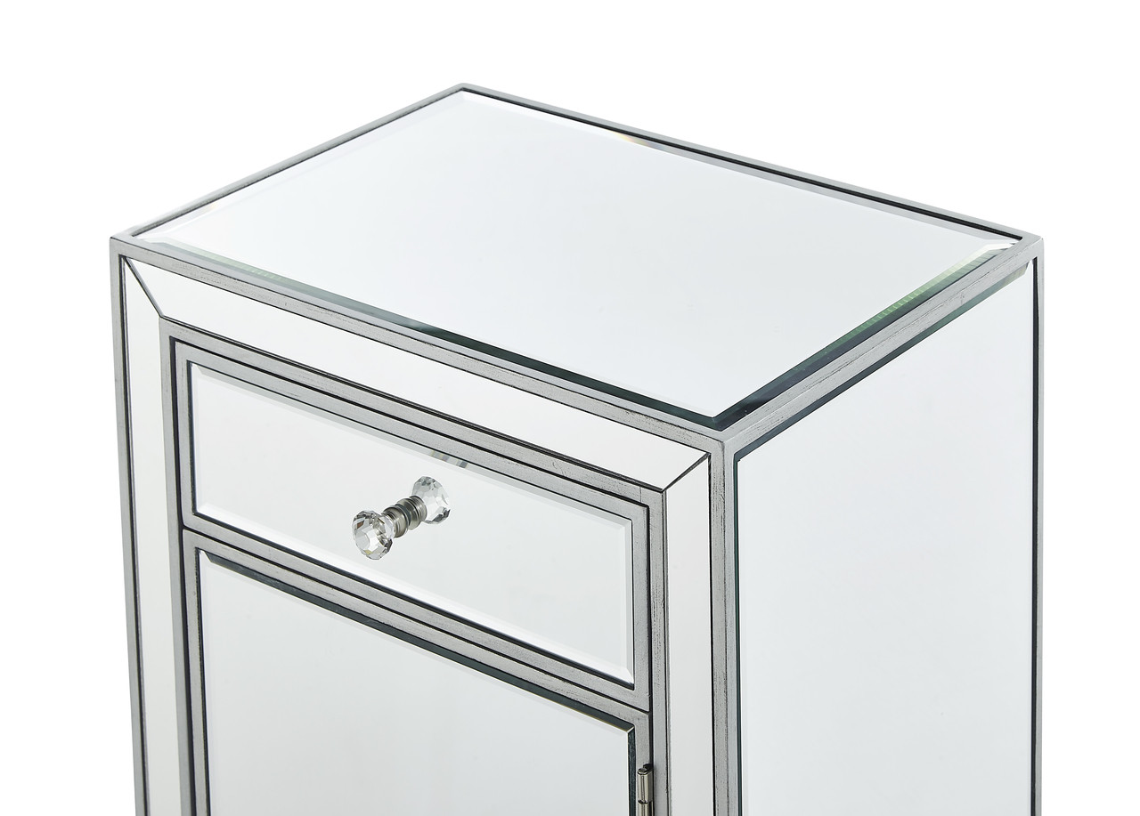 ELEGANT DECOR MF72035 Nighstand 1 drawer 18in. W x 13in. D x 29in. H in antique silver paint