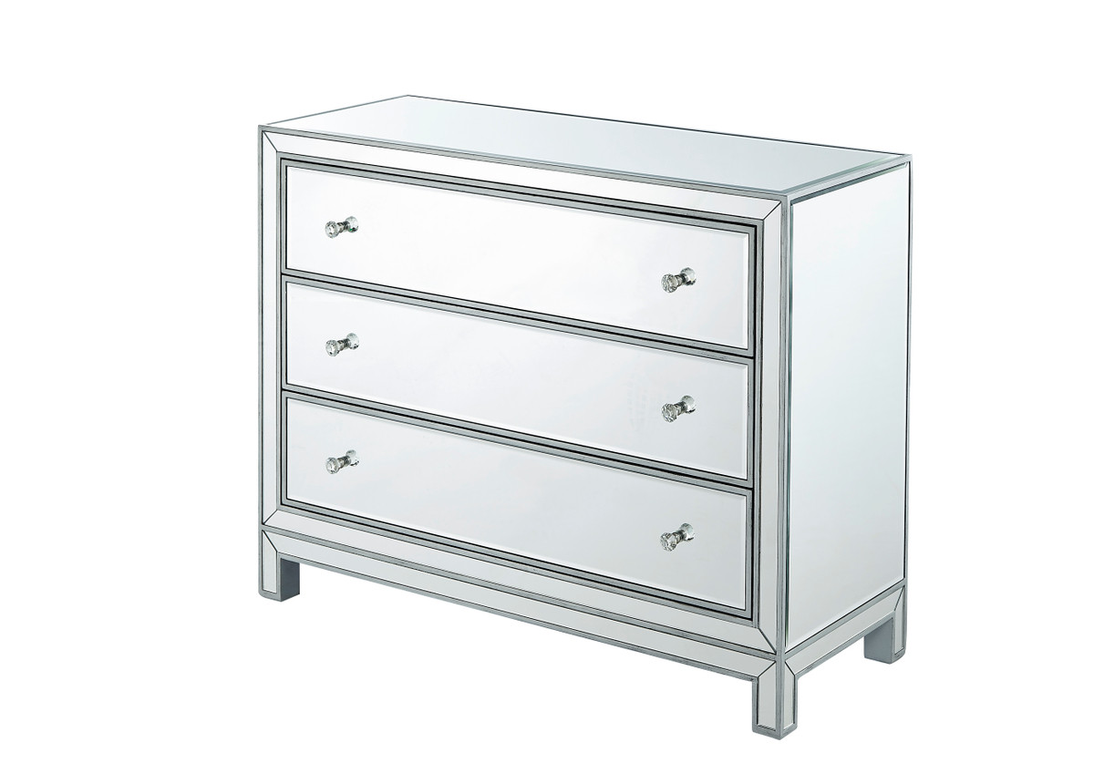 Elegant Decor MF72019 Chest 3 drawers 40in. W x 16in. D x 32in. H in antique silver paint