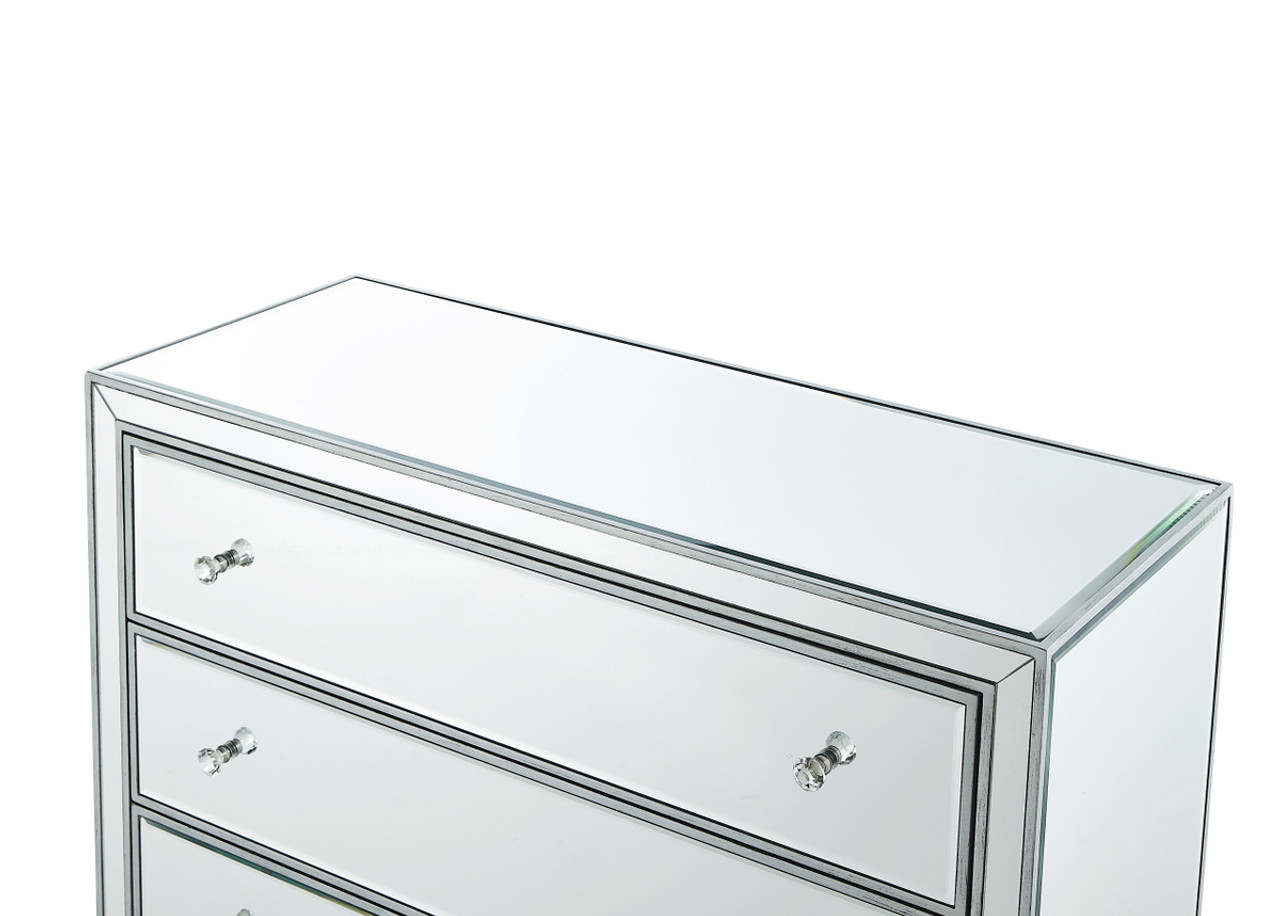 Elegant Decor MF72019 Chest 3 drawers 40in. W x 16in. D x 32in. H in antique silver paint