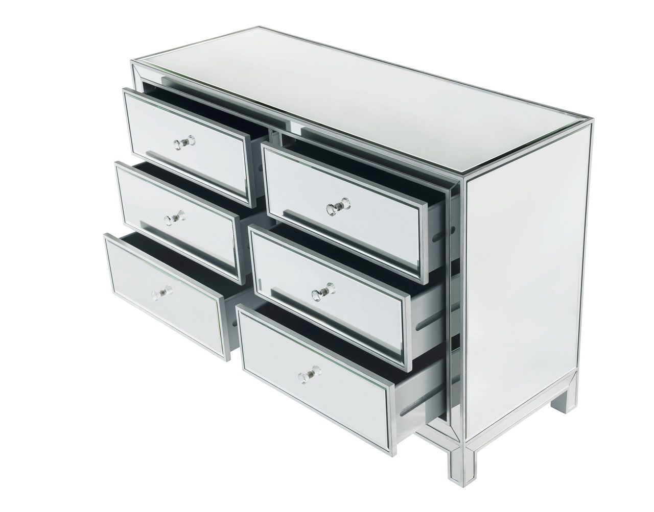 ELEGANT DECOR MF72017 Dresser 6 drawers 48in. W x 18in. Din. x 32in. H in antique silver paint