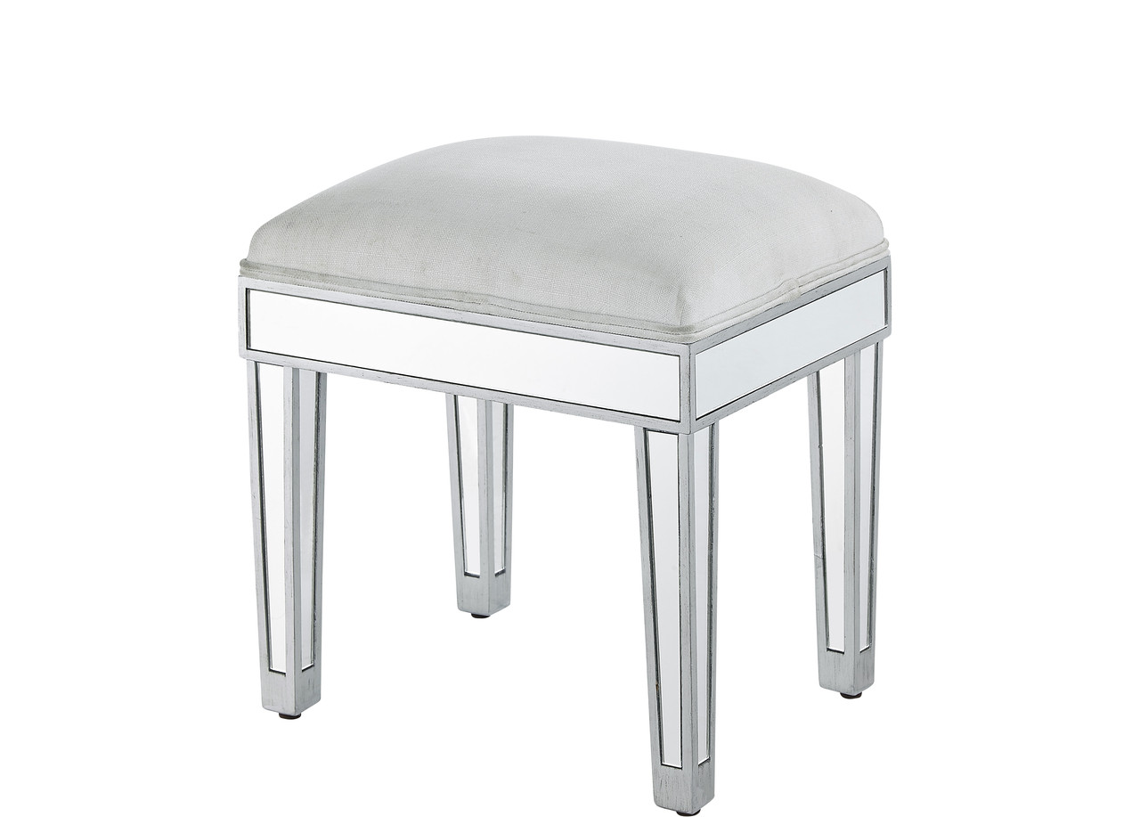 ELEGANT DECOR MF72007  Dressing stool 18in. Wx 14in. D x 18in. H in antique silver paint