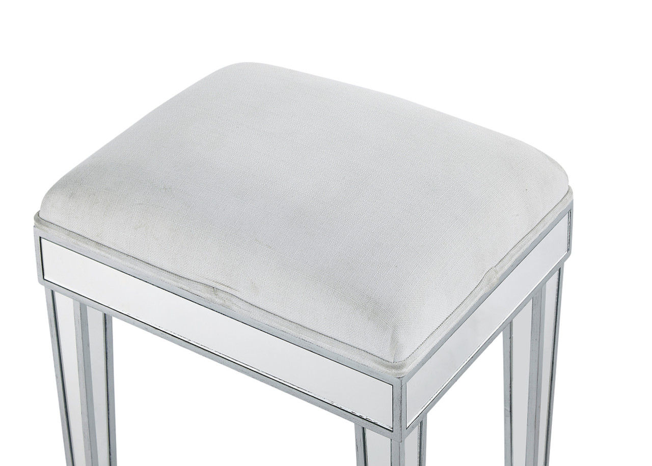 ELEGANT DECOR MF72007  Dressing stool 18in. Wx 14in. D x 18in. H in antique silver paint