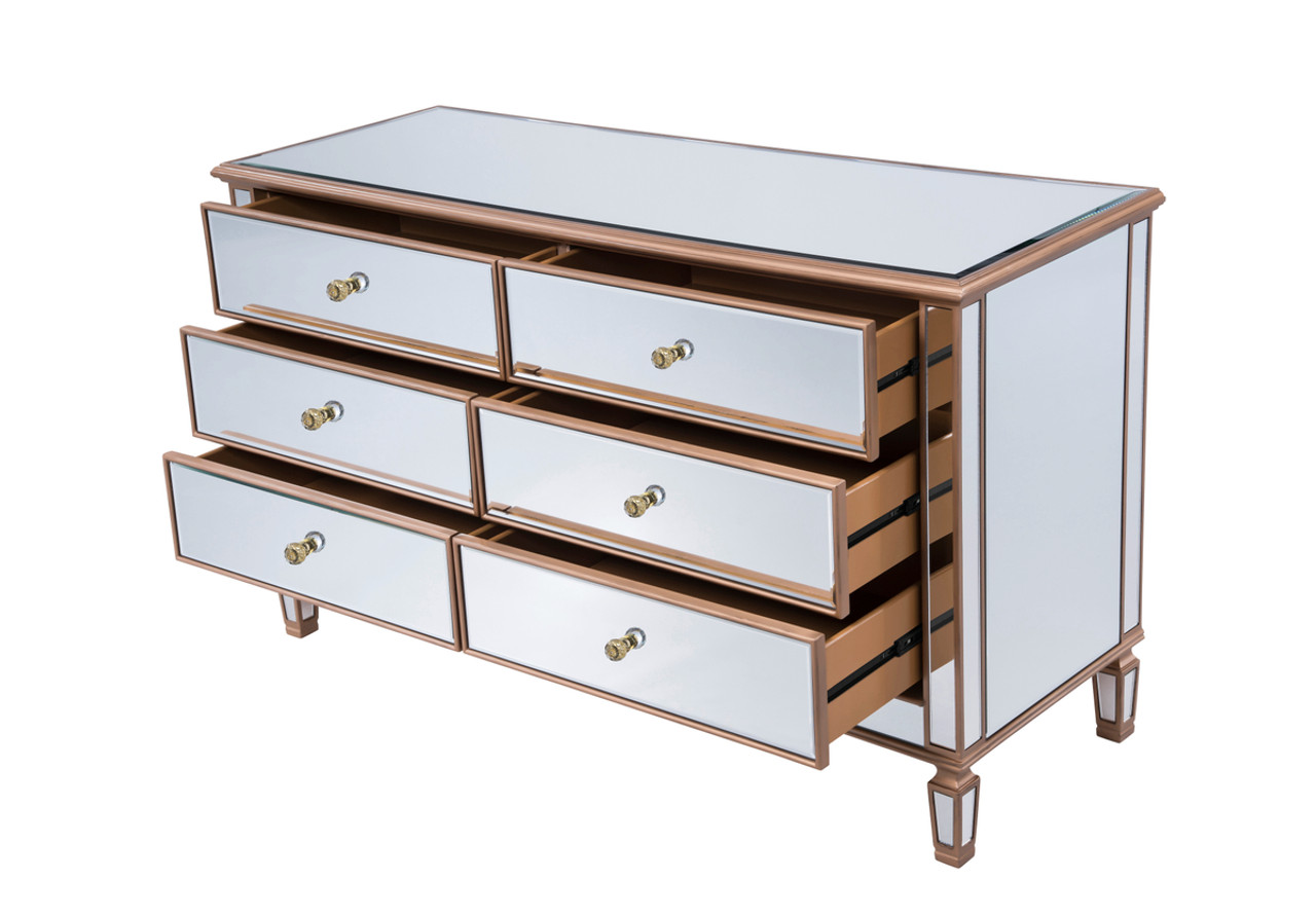 ELEGANT DECOR MF6-1136G 6 Drawers Cabinet 60 in. x 20 in. x 34 in. in Gold paint