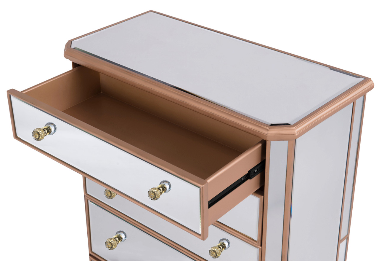 ELEGANT DECOR MF6-1126G 5 Drawer Cabinet 33 in. x 16 in. x 49 in. in Gold paint