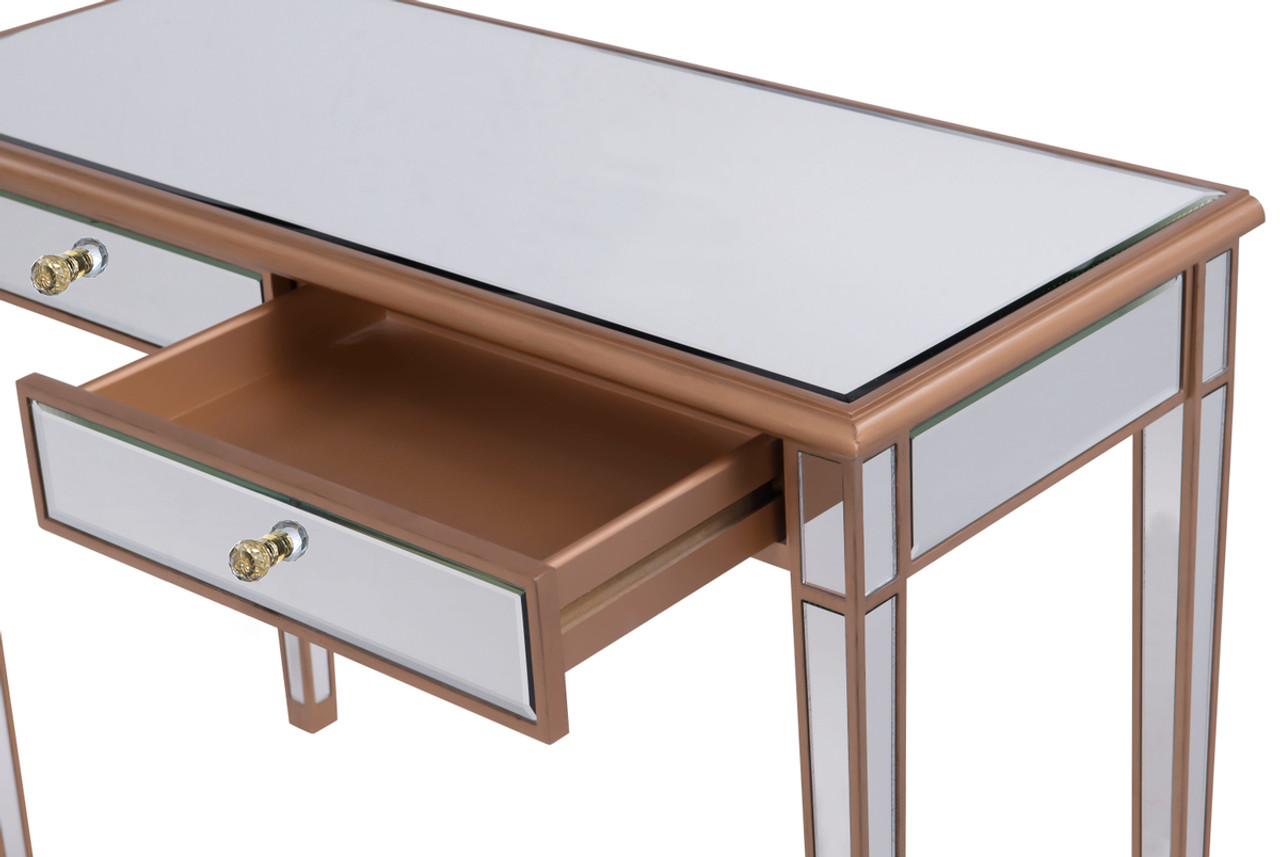 ELEGANT DECOR MF6-1106G 2 Drawers Dressing table 42 in. x 18 in. x 31 in. in Gold paint ELEGANT DECOR MF6-1106G 2 Drawers Dressing table 42 in. x 18 in. x 31 in. in Gold paint