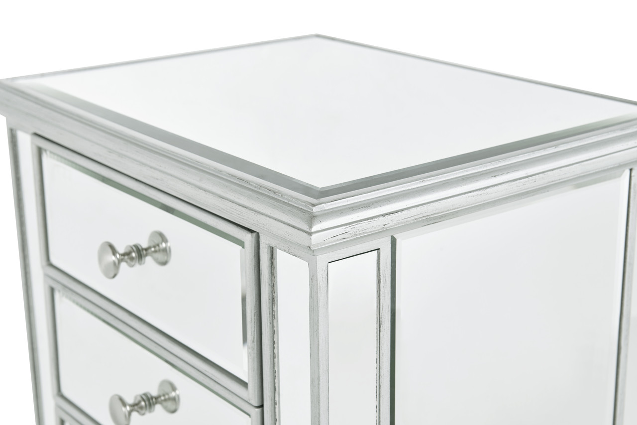 ELEGANT DECOR MF6-1047S Lingerie Chest 7 drawers 20in. W x 15in. D x 48in. H in antique silver paint ELEGANT DECOR MF6-1047S Lingerie Chest 7 drawers 20in. W x 15in. D x 48in. H in antique silver paint