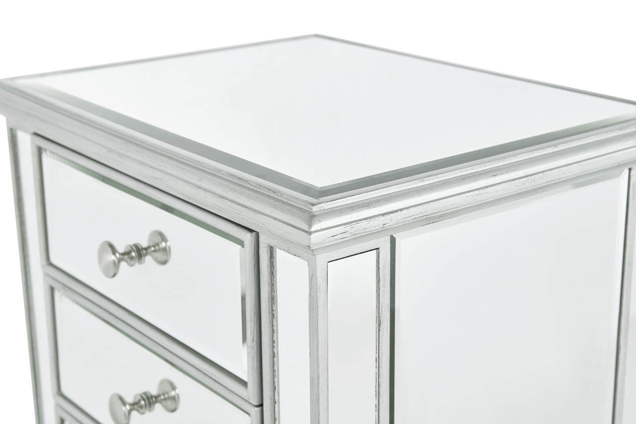 ELEGANT DECOR MF6-1047S Lingerie Chest 7 drawers 20in. W x 15in. D x 48in. H in antique silver paint