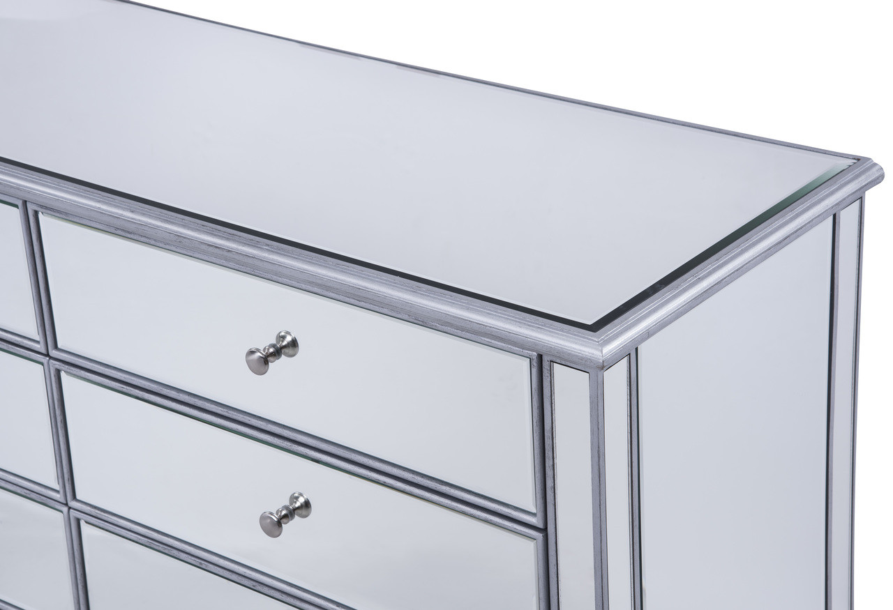 ELEGANT DECOR MF6-1036S 6 drawers cabinet 60 in. x 20 in. x 34 in. in Silver paint