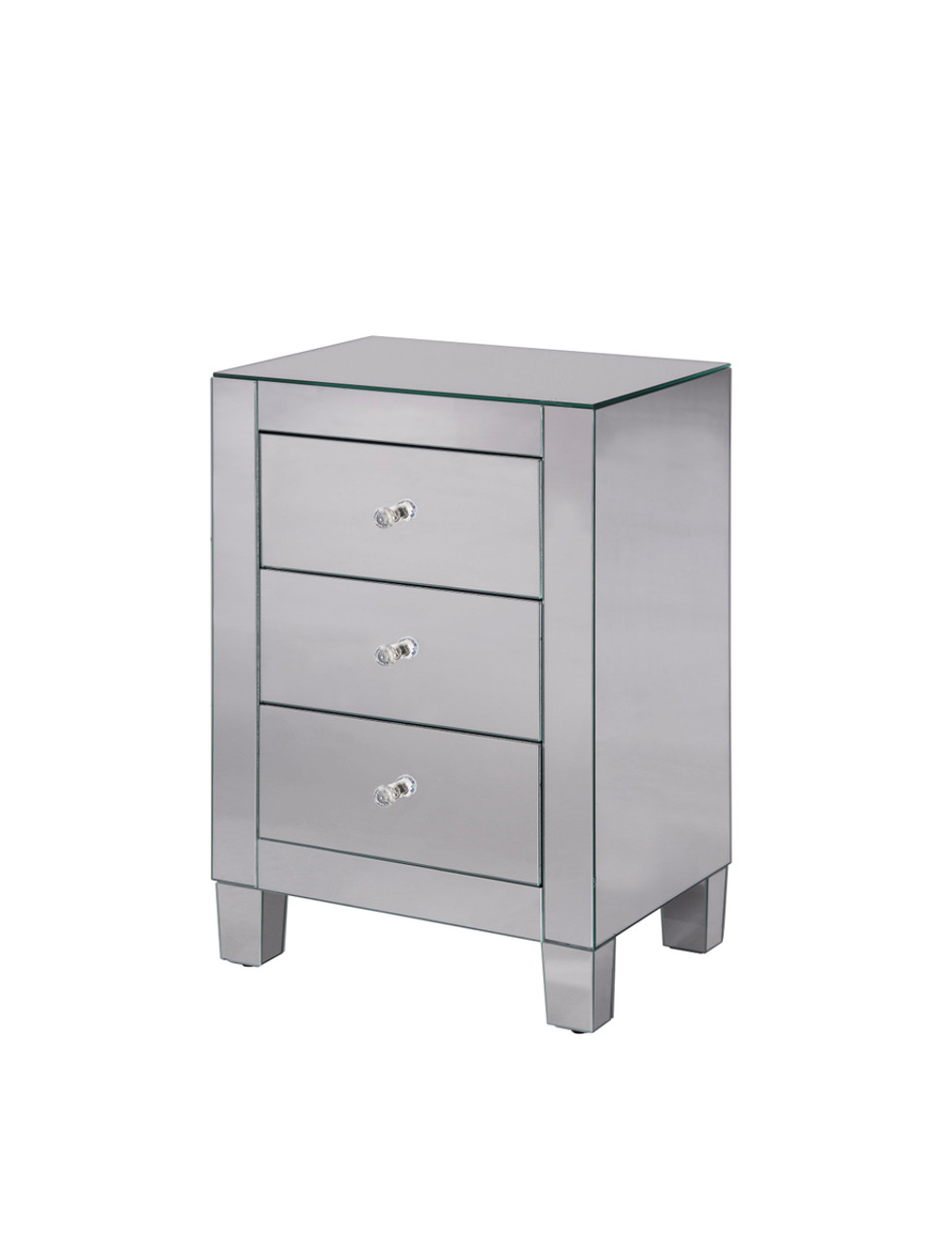 Elegant Decor MF6-1032 3 Drawers Cabinet 17-3/4 in. x 13 in. x 25 in. in Clear Mirror