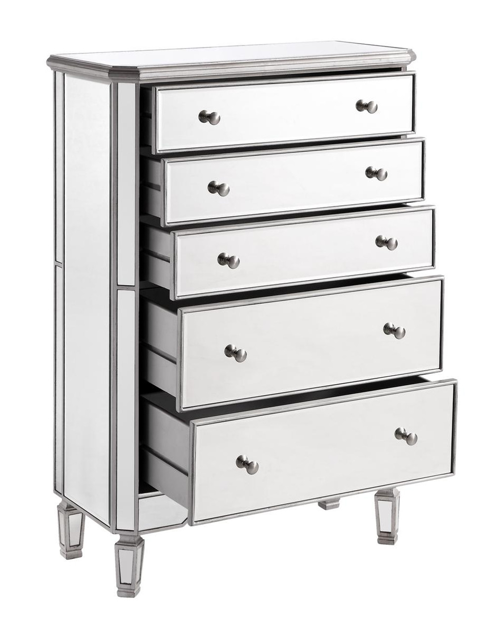 ELEGANT DECOR MF6-1026S 5 Drawer Cabinet 33 in. x 16 in. x 49 in. in Silver paint