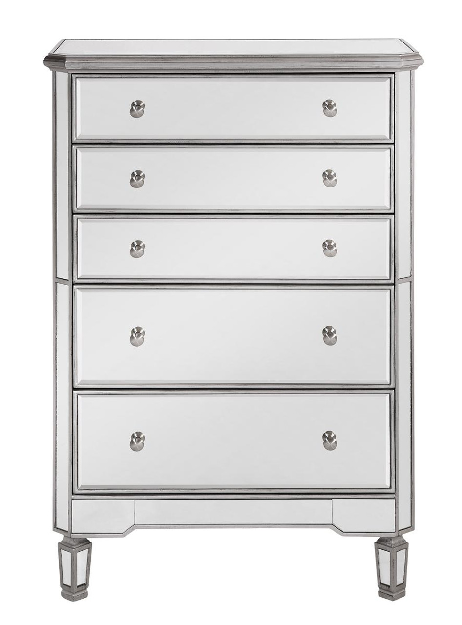 ELEGANT DECOR MF6-1026S 5 Drawer Cabinet 33 in. x 16 in. x 49 in. in Silver paint