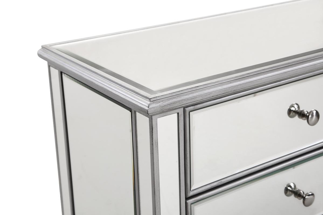 ELEGANT DECOR MF6-1017S 6 Drawer Dresser 48 in. x 18 in. x 32 in. in Silver paint ELEGANT DECOR MF6-1017S 6 Drawer Dresser 48 in. x 18 in. x 32 in. in Silver paint