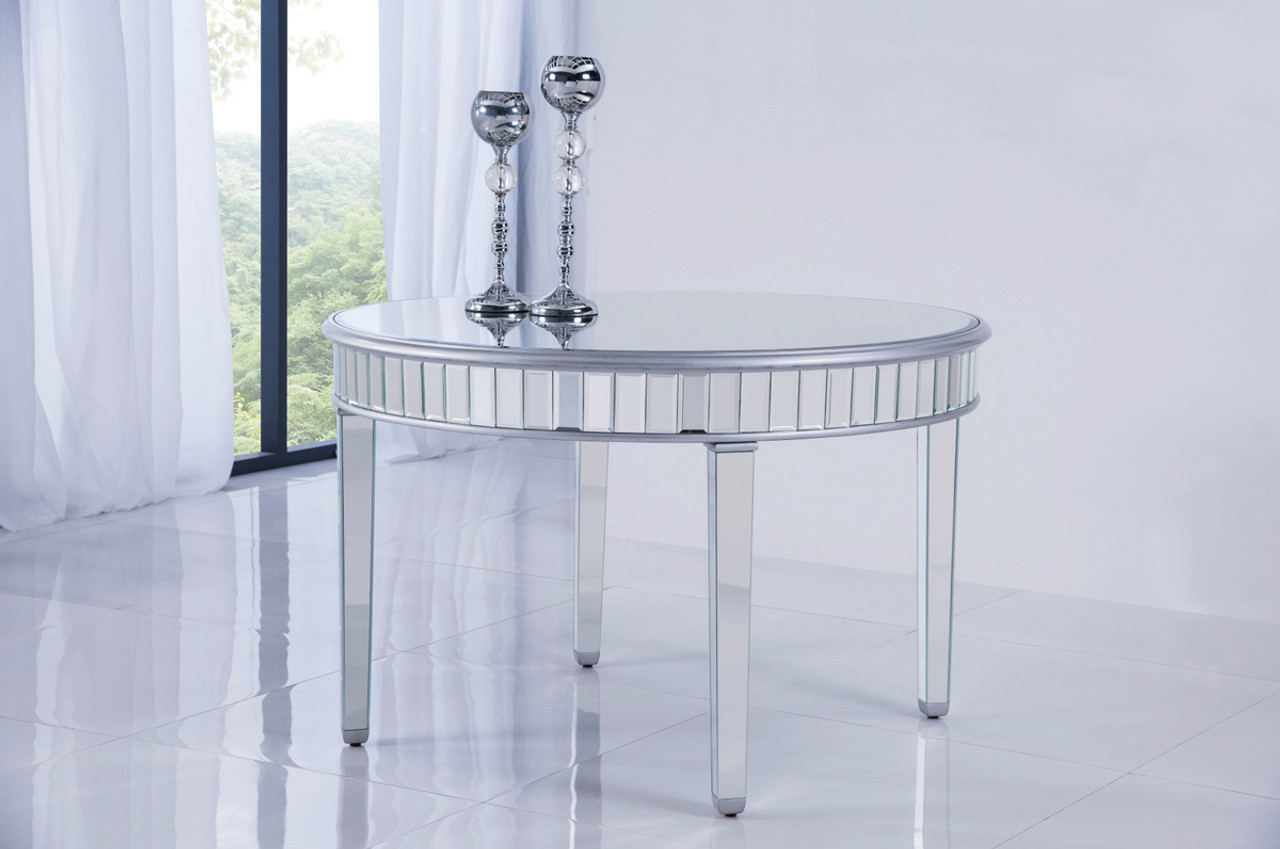 Elegant Decor MF6-1008S Round Dining Table 48 in. x 30 in. in silver paint