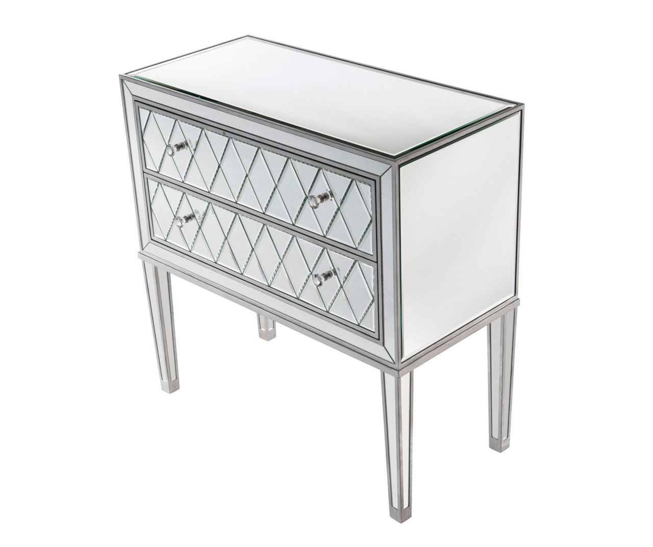 Elegant Decor MF72045 Nightstand 2 drawers 34in. W x 16in. D x 34in. H in antique silver paint