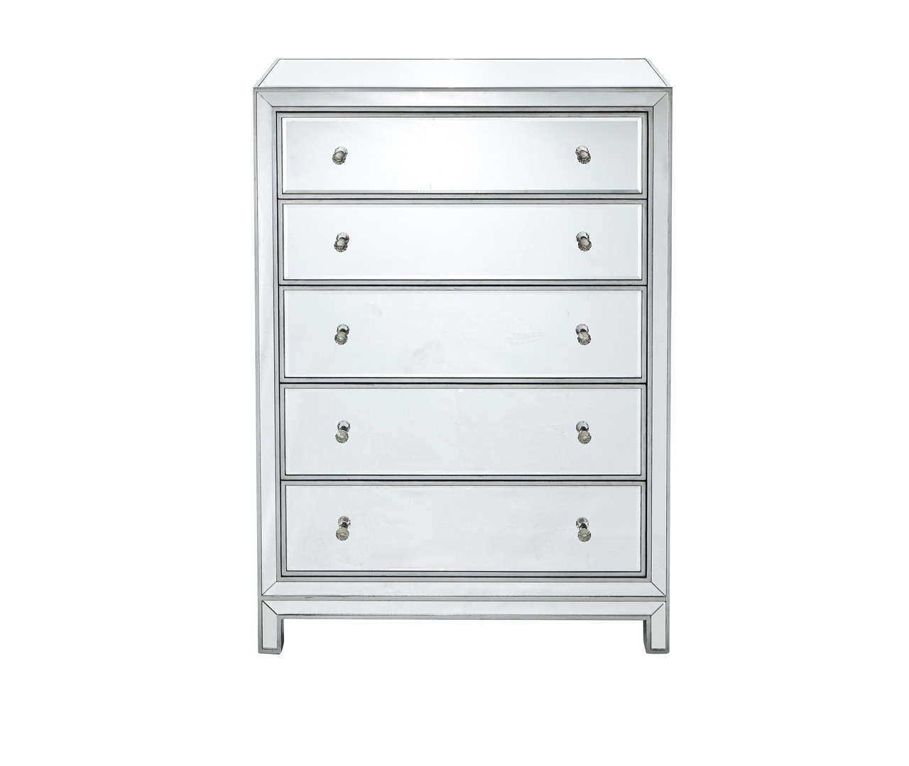 Elegant Decor MF72026 Chest 5 drawers 34in. W x 16in. D x 48in. H in antique silver paint