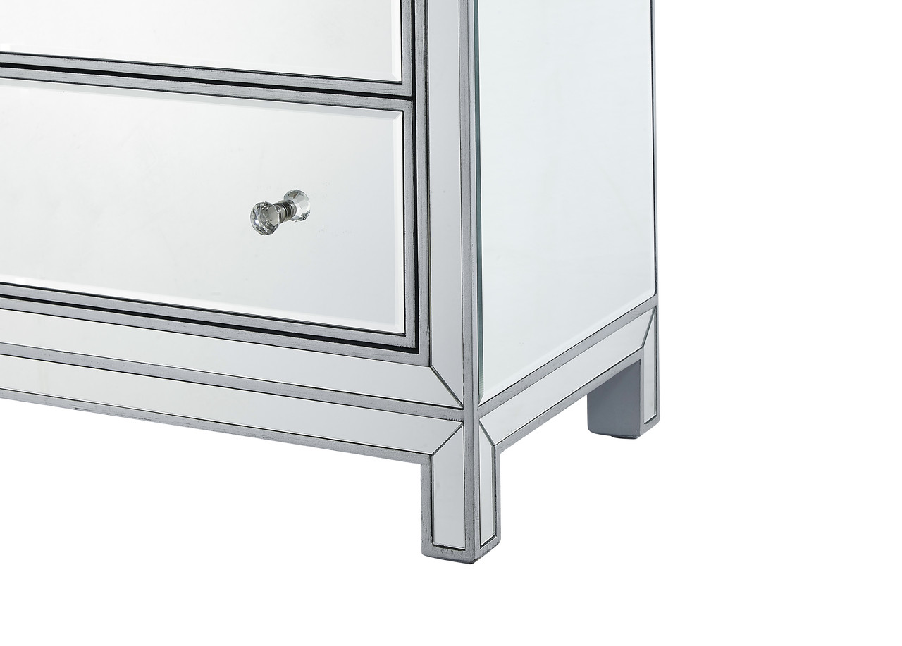 Elegant Decor MF72026 Chest 5 drawers 34in. W x 16in. D x 48in. H in antique silver paint
