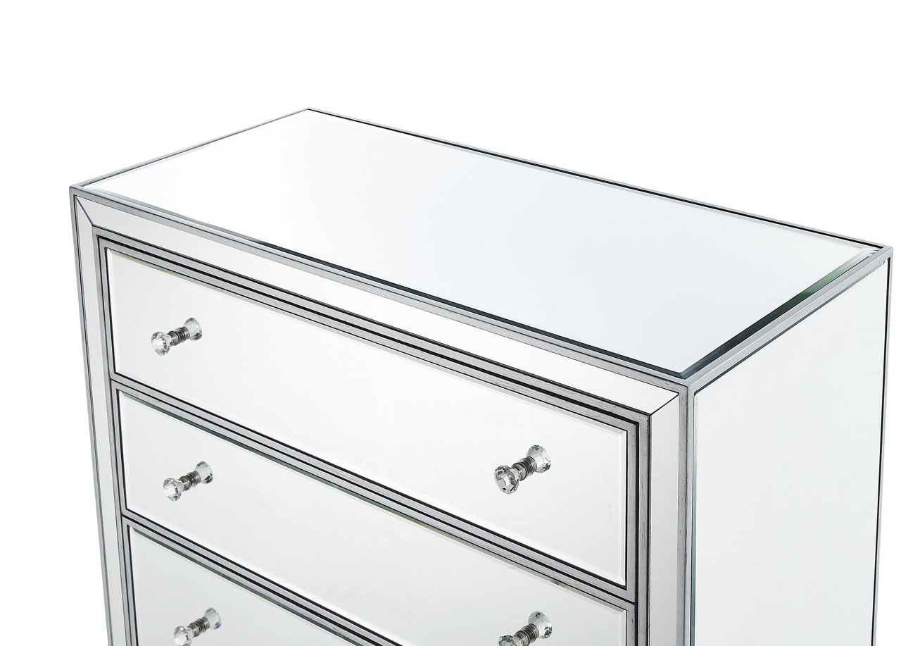 Elegant Decor MF72026 Chest 5 drawers 34in. W x 16in. D x 48in. H in antique silver paint
