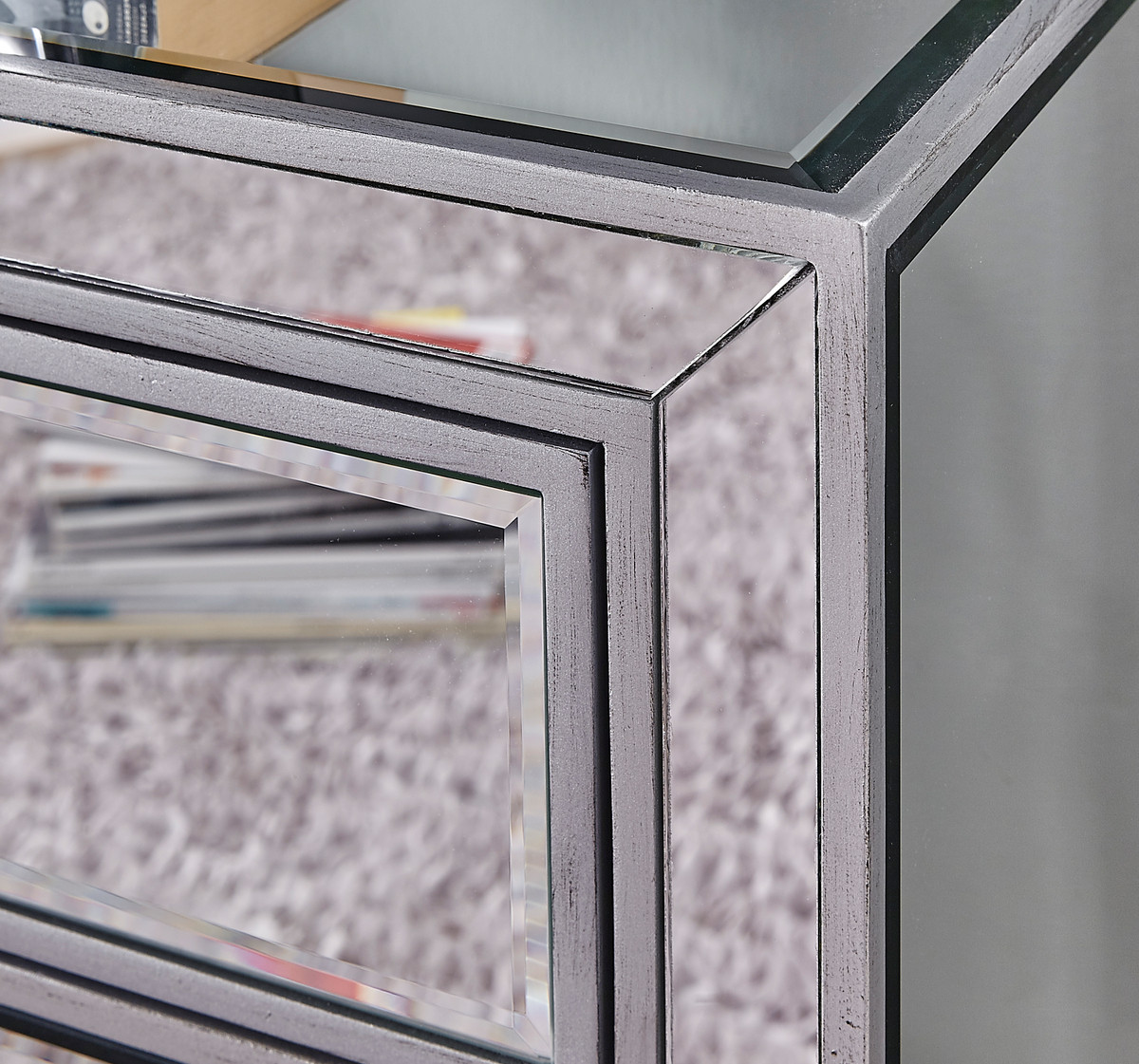 Elegant Decor MF72026 Chest 5 drawers 34in. W x 16in. D x 48in. H in antique silver paint