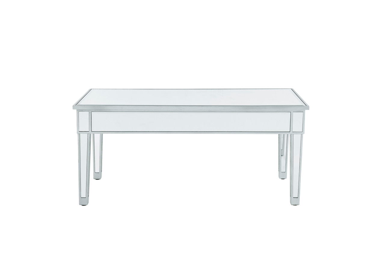 Elegant Decor MF72021 coffee table 40in. W x 20in. D x 18in. H in antique silver paint