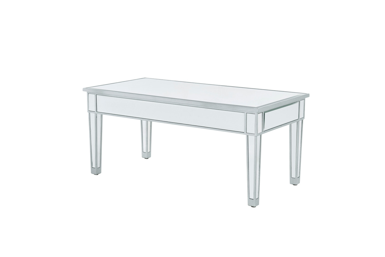 Elegant Decor MF72021 coffee table 40in. W x 20in. D x 18in. H in antique silver paint