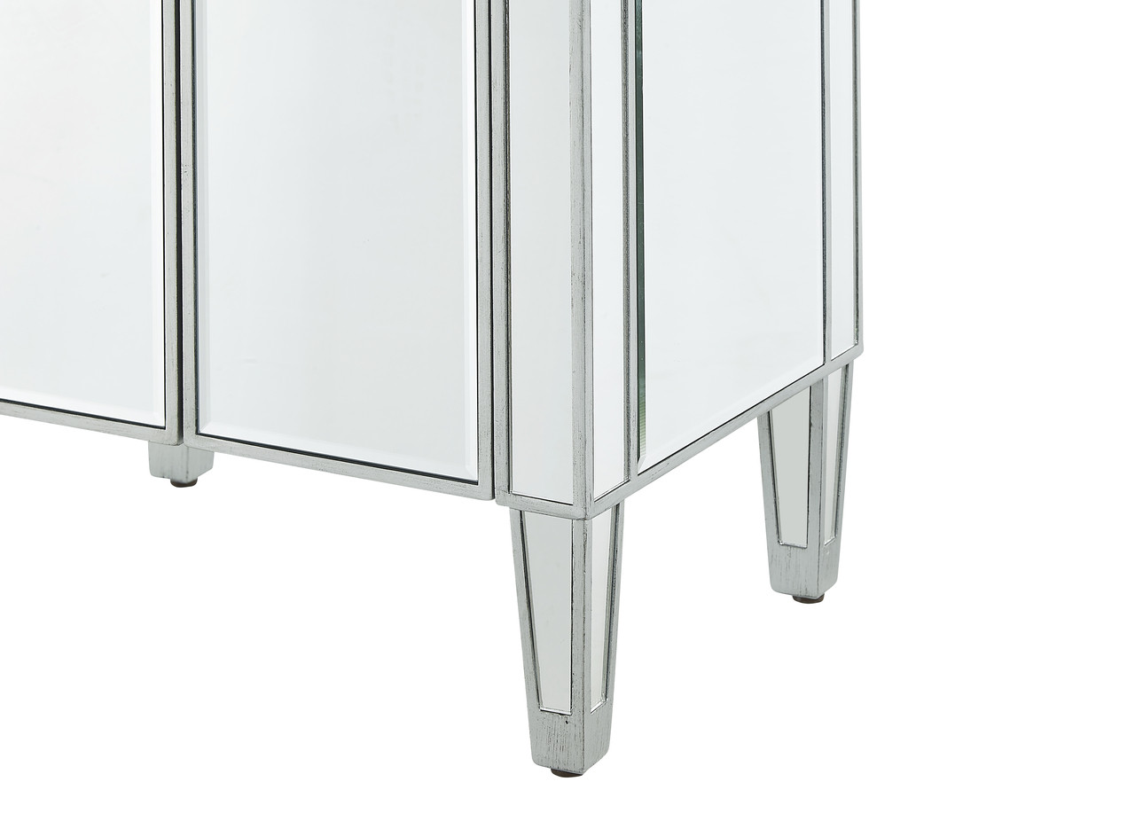 ELEGANT DECOR MF72020 Nightstand 2 doors 24in. W x 16in. D x 26in. H in antique silver paint ELEGANT DECOR MF72020 Nightstand 2 doors 24in. W x 16in. D x 26in. H in antique silver paint