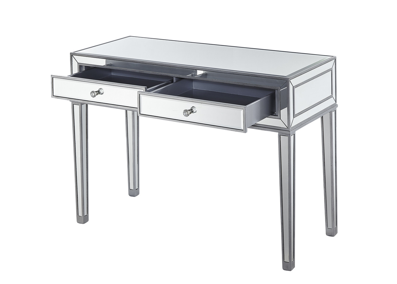 ELEGANT DECOR MF72006  Desk 42in. W x 18in. D x 30in. H in antique silver paint ELEGANT DECOR MF72006  Desk 42in. W x 18in. D x 30in. H in antique silver paint