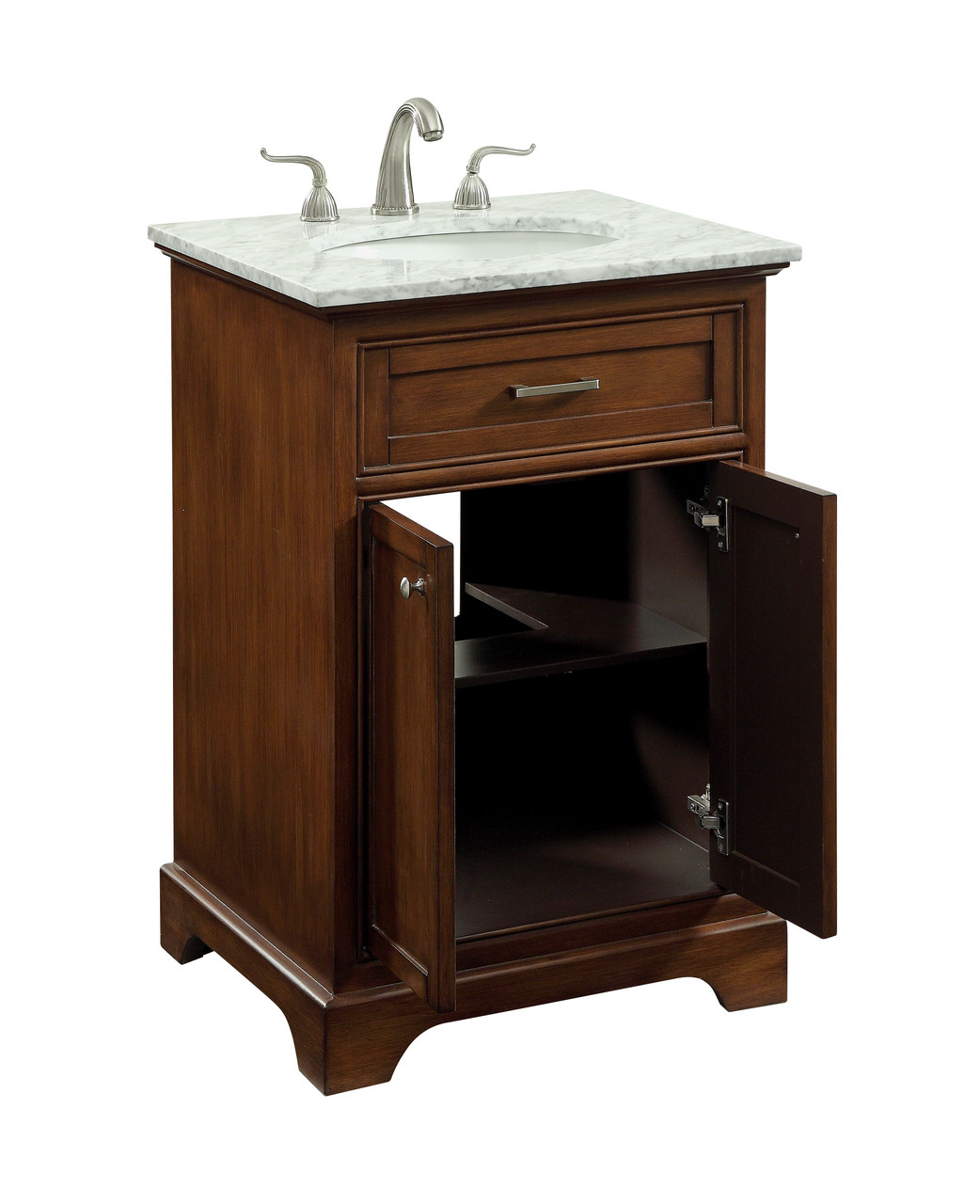 ELEGANT DECOR VF15024TK 24 In. Single Bathroom Vanity Set In Teak ELEGANT DECOR VF15024TK 24 In. Single Bathroom Vanity Set In Teak
