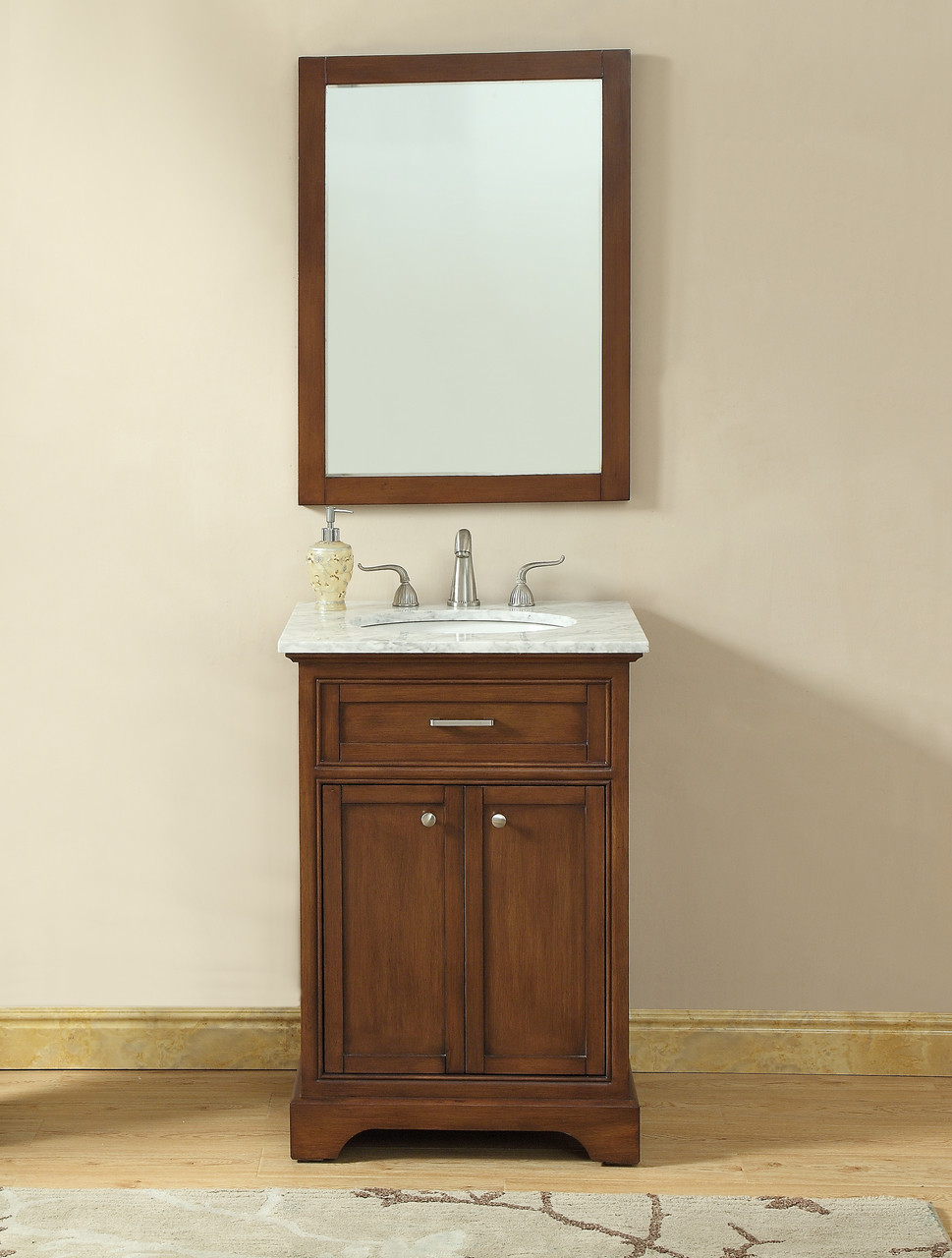 ELEGANT DECOR VF15024TK 24 In. Single Bathroom Vanity Set In Teak ELEGANT DECOR VF15024TK 24 In. Single Bathroom Vanity Set In Teak