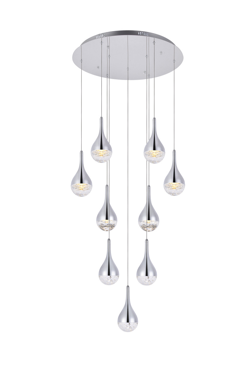 Elegant Lighting 3809D24C Amherst Collection LED 9-light chandelier 24in x 9in chrome finish
