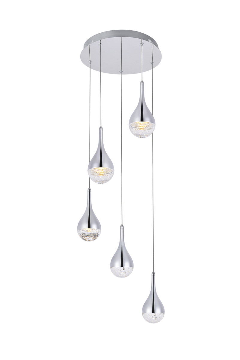 Elegant Lighting 3805D14C Amherst Collection LED 5-light chandelier 15in x 9in chrome finish