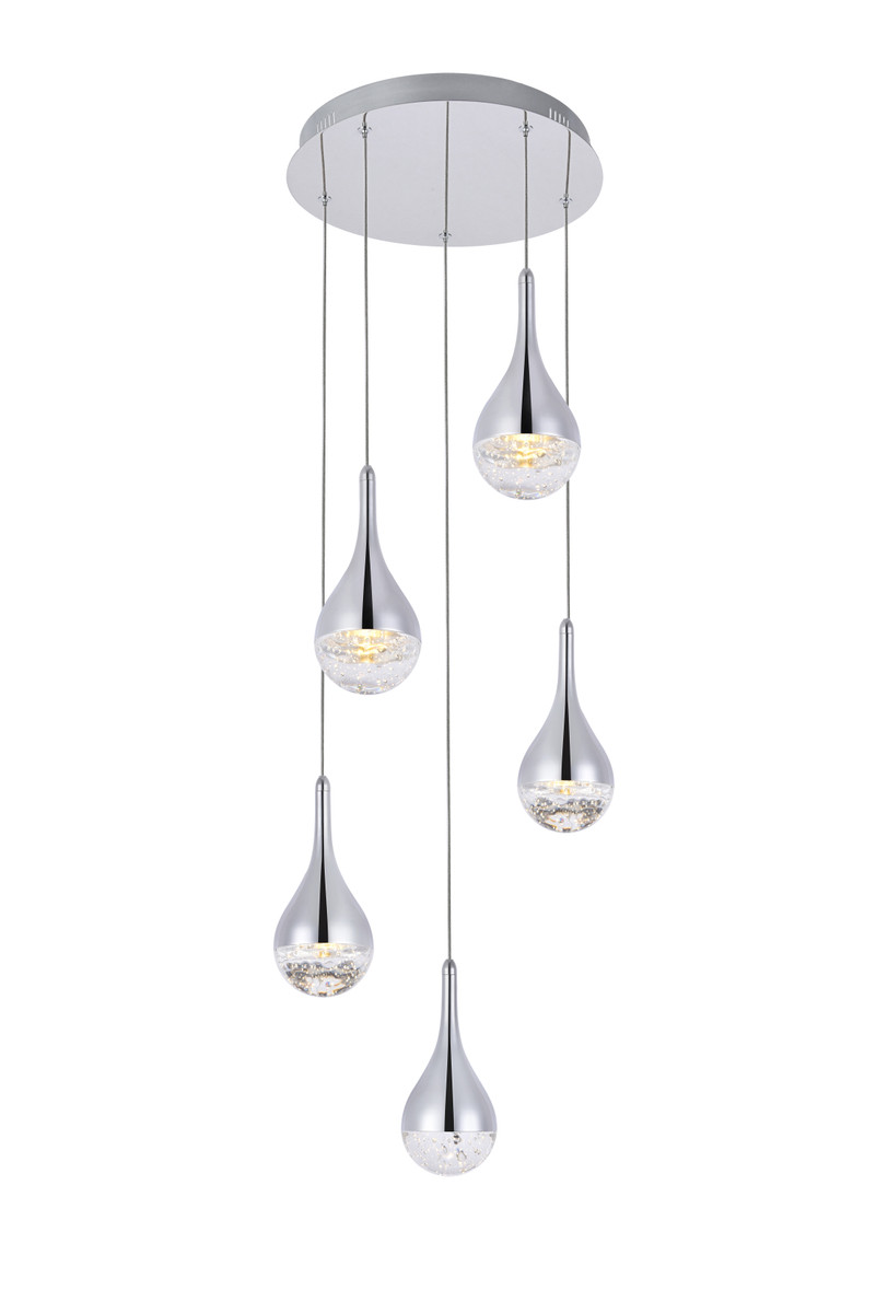 Elegant Lighting 3805D14C Amherst Collection LED 5-light chandelier 15in x 9in chrome finish