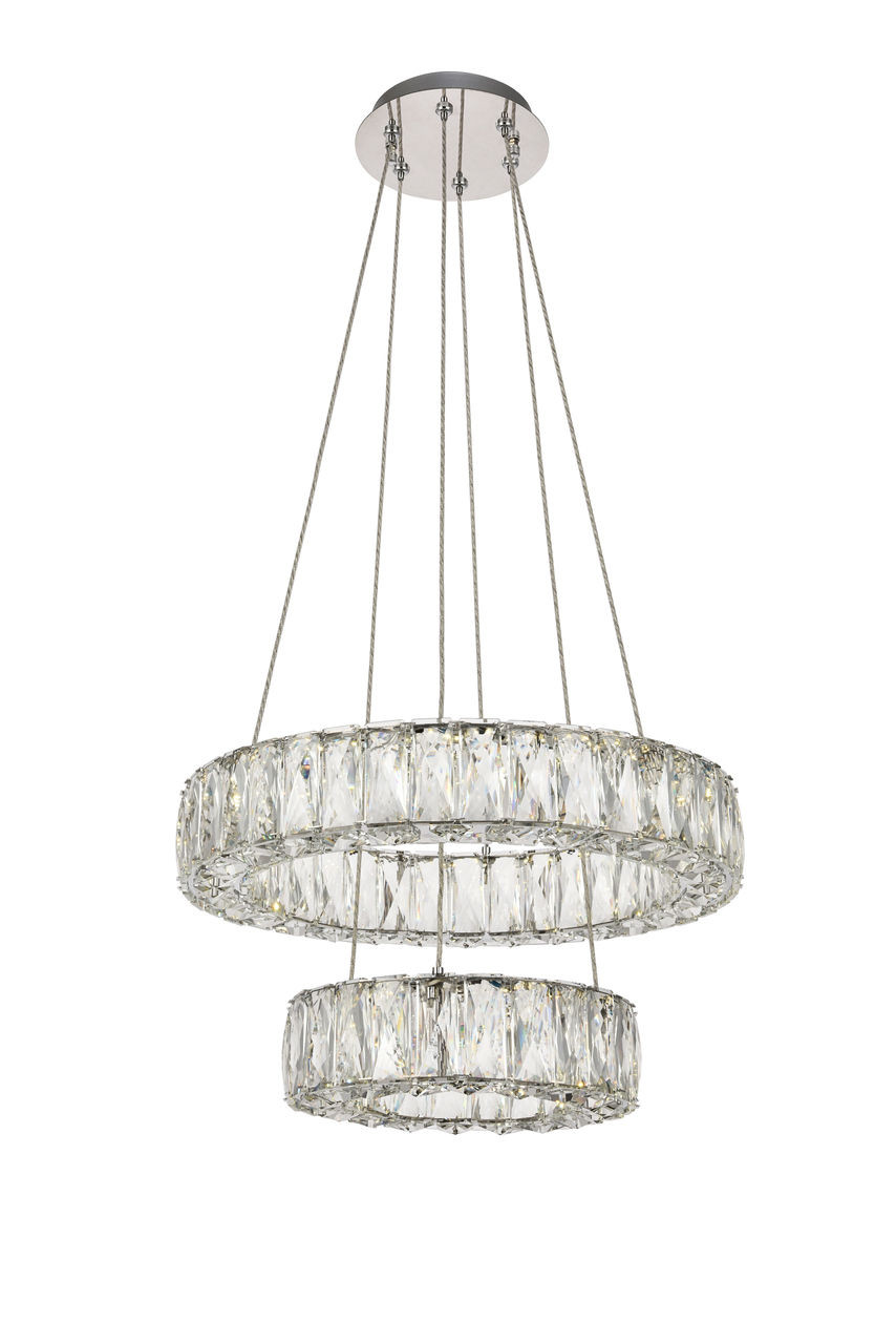 Elegant Lighting 3503G18C Monroe Integrated LED chip light Chrome Pendant Clear Royal Cut Crystal