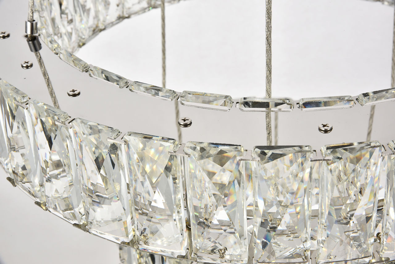 Elegant Lighting 3503G18C Monroe Integrated LED chip light Chrome Pendant Clear Royal Cut Crystal