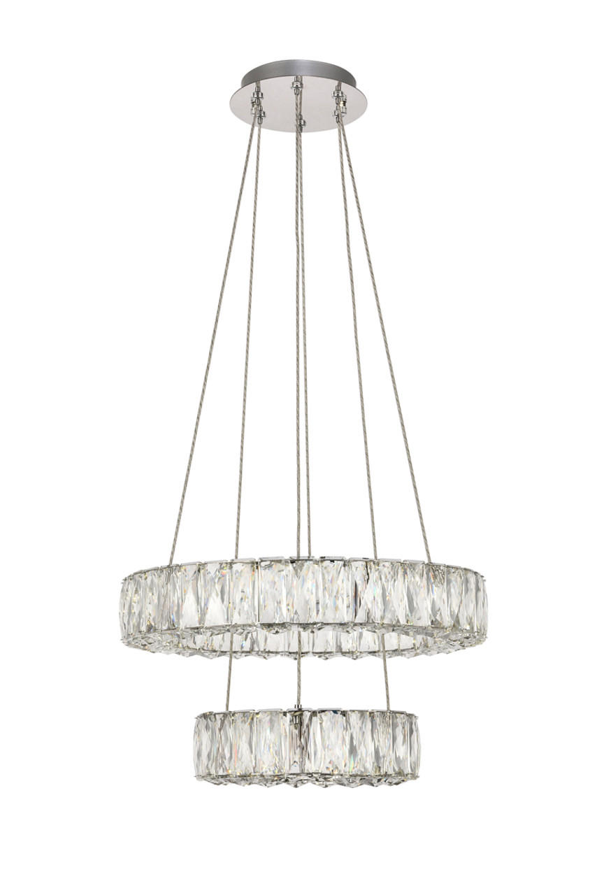 Elegant Lighting 3503G18C Monroe Integrated LED chip light Chrome Pendant Clear Royal Cut Crystal