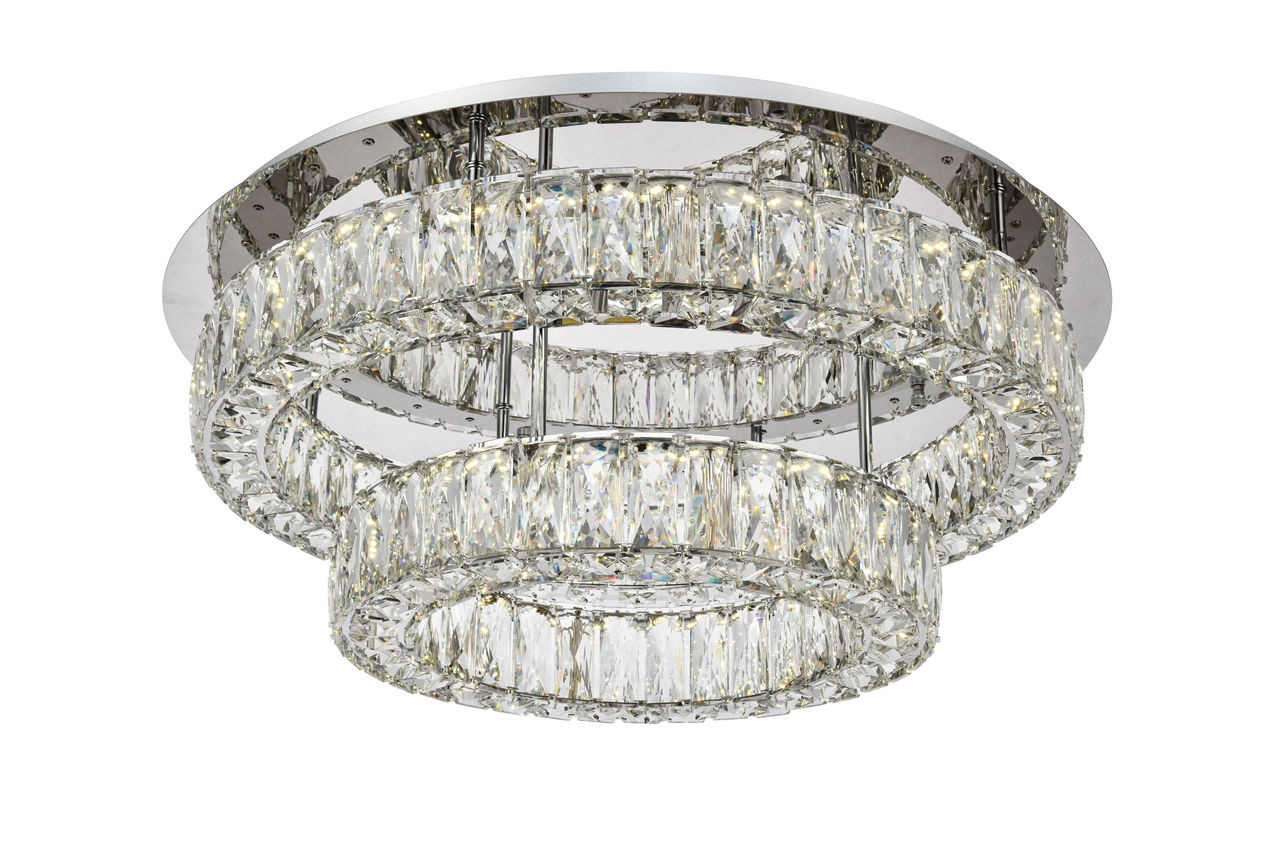 ELEGANT LIGHTING Value 3503F26L2C Monroe LED light Chrome Flush Mount Clear Royal Cut Crystal