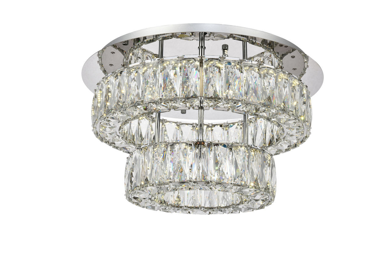 ELEGANT LIGHTING Value 3503F18L2C Monroe LED light Chrome Flush Mount Clear Royal Cut Crystal