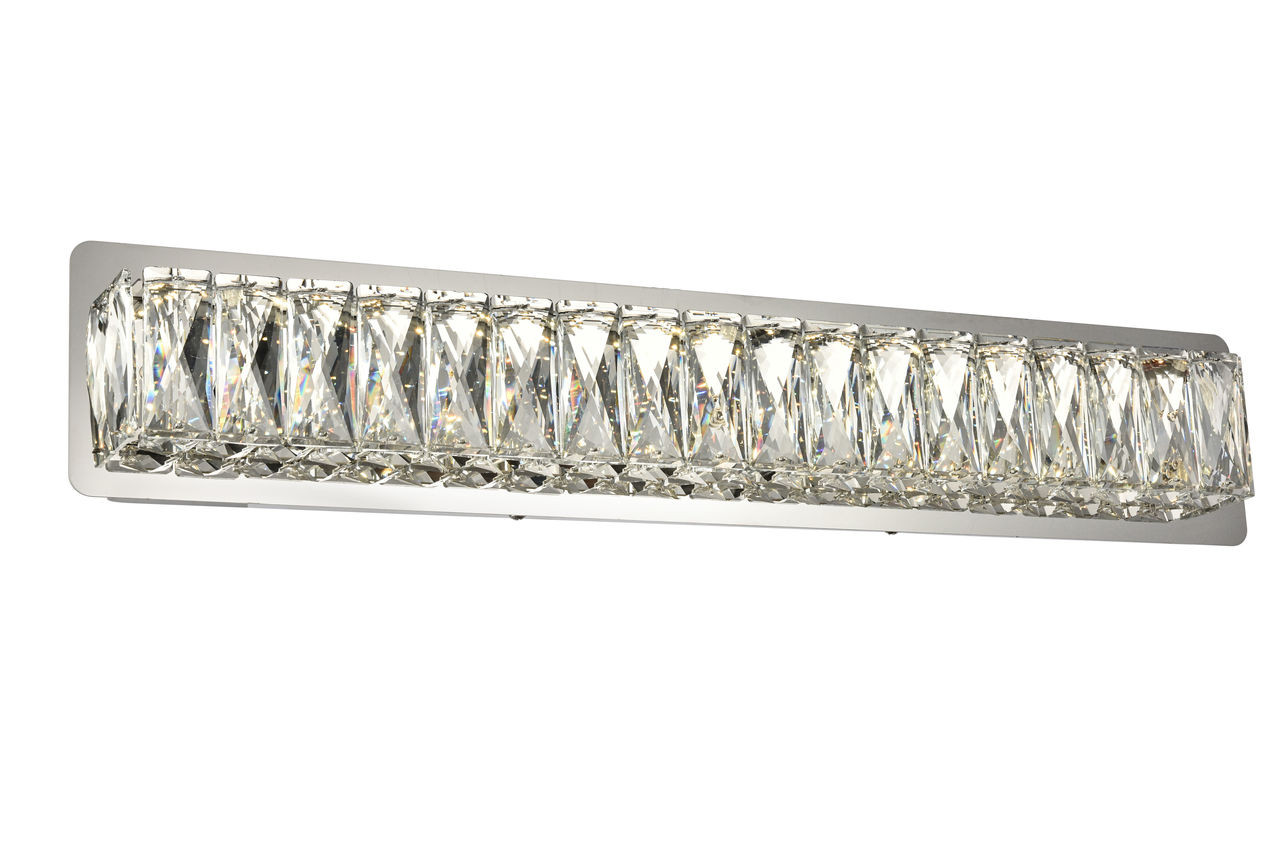 ELEGANT LIGHTING Value 3502W24C Monroe Integrated LED chip light Chrome Wall Sconce Clear Royal Cut Crystal